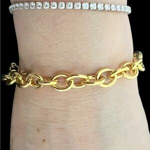 Vintage Milor Italy Bronze Rope Chain Link Bracelet Chunky gold Tone